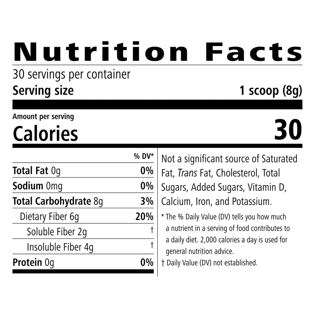 Active Fiber Complex apple flavor Nutrition Facts panel